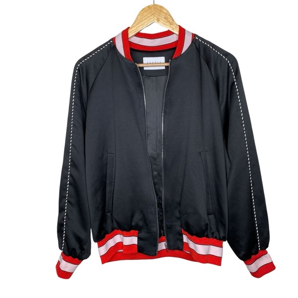 Sandro Black Love Karma Embroidered Bomber Jacket - Picture 6 of 16